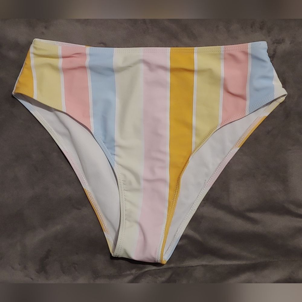Pink Lily Striped Bikini Bottoms Sz S